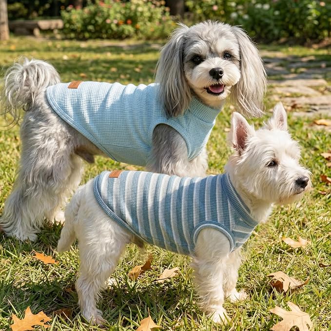 2Pack Dog Shirts Lightweight Waffle Dog Shirt for Small Dogs Sleeveless Dog Shirt for Small Medium Boy Girl Dogs Cozy & Breathable Pet Vest