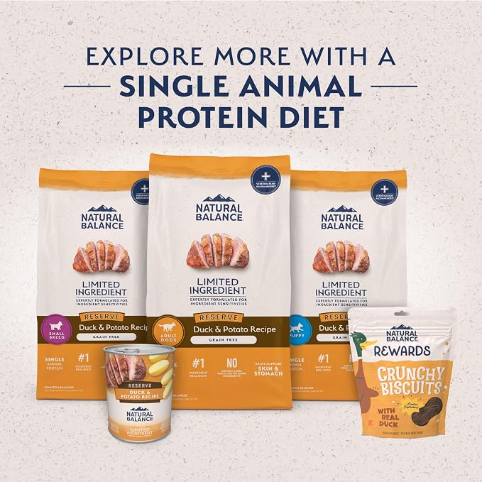 Natural Balance Limited Ingredient Adult Dry Dog Food - Balanced Nutrition for Adult Dogs - Grain-Free, Soy-Free Recipe - Limited Ingredient Formula - 12 lb - Reserve Duck & Potato Recipe