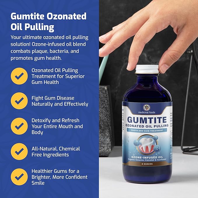 Medicinal Foods Gumtite Ozonated Mouthwash Oil | Natural Treatment for Gum Health | Oral Care | Gum Inflammation Relief | Plaque Prevention | Fight Bad Breath | Gum Repair & Dental Health