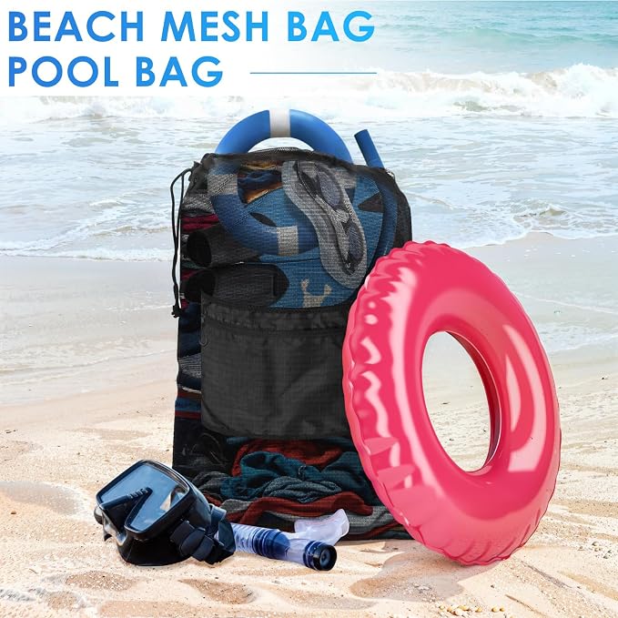 BROTOU Drawstring Backpack Gym String Bag with Pocket for Men Women Heavy Duty Mesh Bag Sport Equipment Bag for Swimming Yoga Beach Laundry