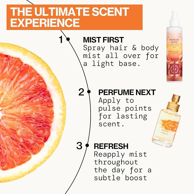 Pacifica Hair & Body Fragrance Mist - Tuscan Blood Orange - Sweet Citrus Scented Hair Perfume and Body Spray - Alcohol-Free, Long-Lasting Clean Fragrance, Vegan & Cruelty-Free, 6 Fl Oz