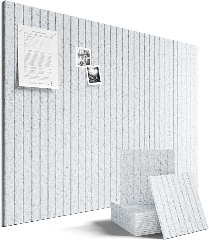 Fluxynara 48" x 36" Large Felt Bulletin Board, Light Gray | 12 Pack Cork Board Alternative with 60 Safe Adhesive Tabs, Pin Boards for Wall Decor, Home, Office, Classroom,Dorm