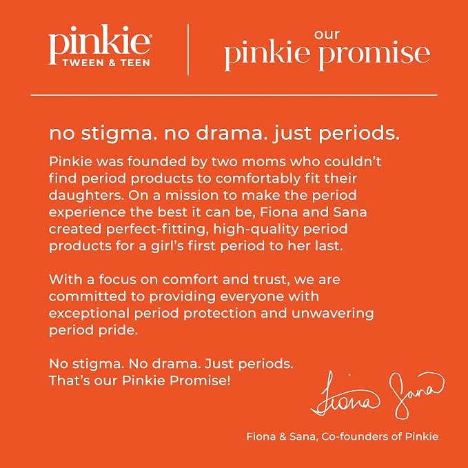 Pinkie Period Starter Pads - Designed for Smaller Underwear - Organic Cotton Topsheet Tween & Teen Pads with Wings - Chlorine Free & Fragrance Free - Teen Mini, 18 Count