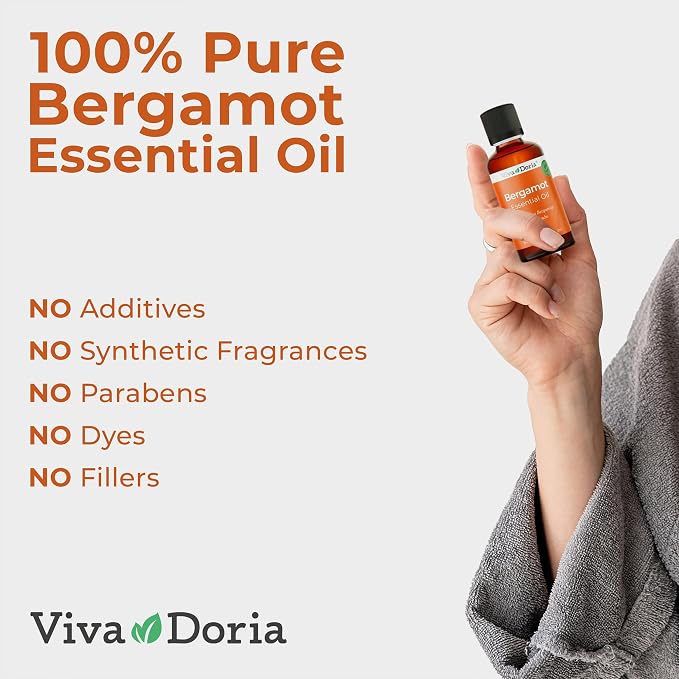 Viva Doria 100% Pure Bergamot Essential Oil, Undiluted, Food Grade, Italian Bergamot Oil, 1 Fluid Ounce (30 mL) Natural Aromatherapy Oil