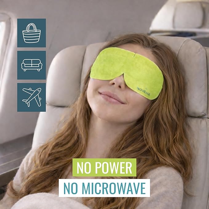 NOVEHA Self Heating Steam Eye Mask for Dry Eyes 30PCs Air-Activated Steam Eye Mask, Warm Compress for Ease Daily Strain, Eye Relaxation, Travel & Spa Use, Soothing Moist Heat for Tired & Stressed Eyes