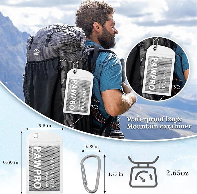 PAWPRO 4 Packs Cooling Towels for Neck and Face(40"x12"), Soft Breathable Cooling Towel with Waterproof Bag & Carabiner,Microfiber Cooling Rags for Yoga, Sport,Gym,Camping (Multicolor-2)