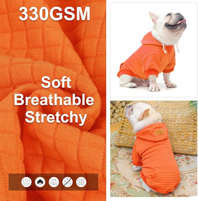 BEAUTYZOO Dog Hoodies Sweater for Large Dogs,Waffle‑Like Laminated Pet Coat | Warm Dog Sweatshirt with Pocket & Leash Hole,Pullover Clothes for Girl Boy Dogs,Stretchy & Easy‑On‑Off,Labrador & Great Danes