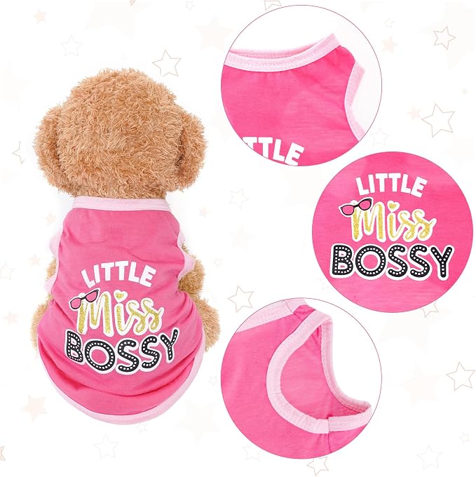 Pistha 4 Pack Dog Shirts Summer Printed Puppy Clothes Cute Sleeveless Pet T Shirts Dog Clothes for Small Medium Dogs Cats Girl(L)