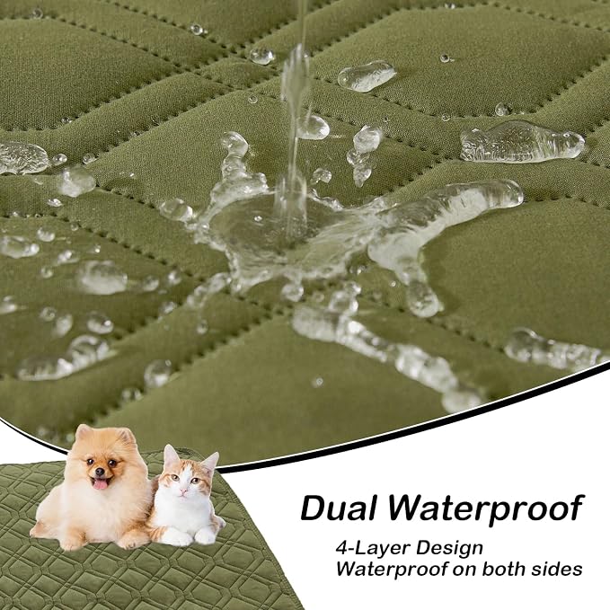 Waterproof Dog Bed Blanket - Soft Pet Blanket & Sofa Cover for Dogs | Reversible Washable Furniture Protector, Couch Covers for Pets (40x50 Inch, Green/Navy Blue)