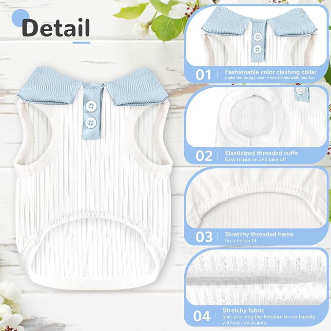 Dog Tshirts for Small Dogs Polo Shirt Stretchy Dog T Shirt Breathable Dogs Cooling Vest Girl Boy Puppy Dachshund French Bulldog Frenchie Chihuahua Clothes