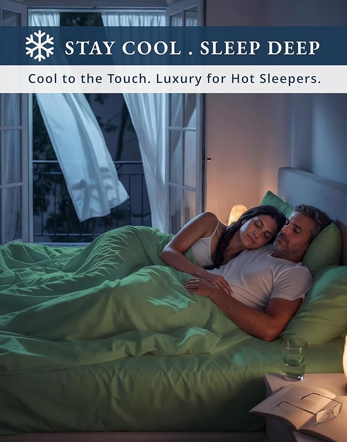 LANE LINEN 100% Egyptian Cotton Bed Sheets - 1000 Thread Count, 4PC Full Sheets Set, Long Staple Bedding Sheets, Sateen Weave, Luxury Hotel Sheets, Fits Upto 15" Mattress - Iceberg Green