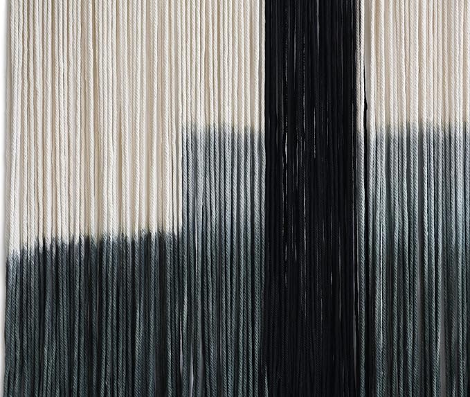 Macrame Wall Hanging Grey Dip Dye Large Boho Fiber Wall Art Decor 57"W*35"L | Neutral Wall Hanging, Handmade Yarn Art, Textured Fiber Decor, for Bedroom Wall Accent, Farmhouse Interior Style