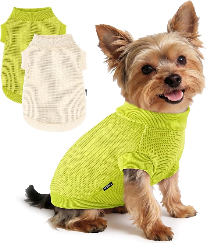 2 Pack Dog Shirt for Small Supplies Functional Waffle Dog Clothes Warm Soft Sweatshirt Outfit for Dogs Cats Pet Apparel