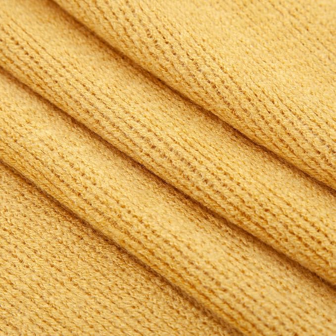 Vonty Mustard Yellow Knitted Throw Blanket with Tassels, 50x60 Acrylic | Super Soft And Lightweight, Year-Round Cozy Warmth, Farmhouse Decorative Style, Machine Washable, for Couch, Sofa or Bed