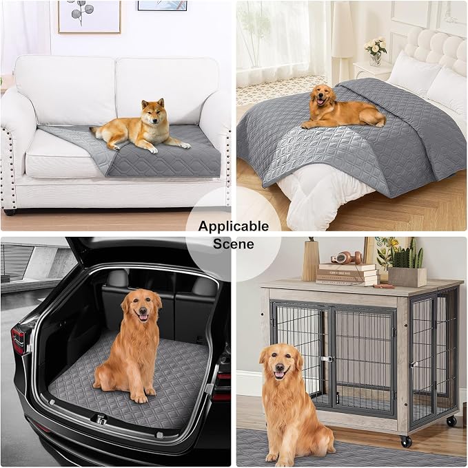 Smiry Reversible Waterproof Pet Couch Covers for Sofa | Washable Dog Couch Sofa Covers, Water Resistant Furniture Protector Slipcover, Geometric (82"x102", Grey/Light Grey)