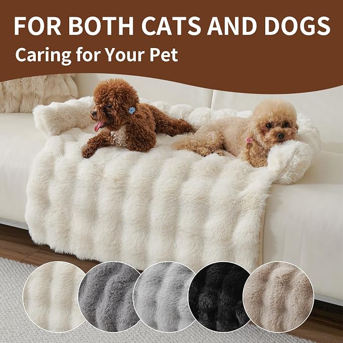 Dog Couch Bed for Dogs & Cats (29.5"x29.5"), Washable Plush Dog Bed for Couch with Bolster, Non-Slip Bottom, Furniture Protector for Sofa, Bed & Car Seat