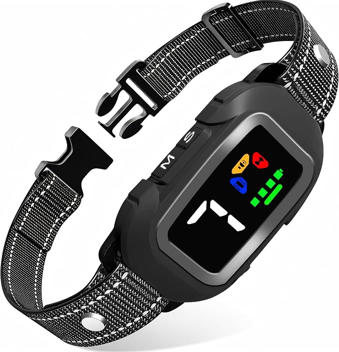 Ultrasonic Dog Bark Collar, No Shock, Humane Bark Control with 6 Training Modes & 7 Sensitivity Levels, Sound & Vibration, Rechargeable & Waterproof, for Small Medium Large Dogs