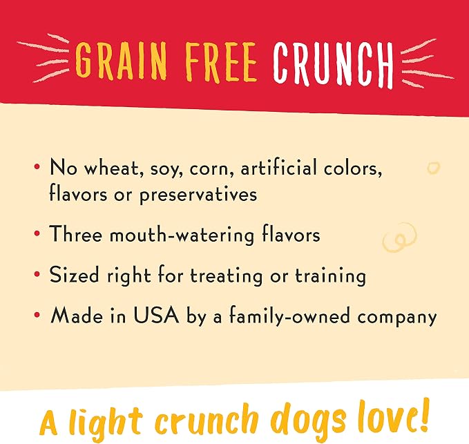 Charlee Bear Crunch Grain Free Dog Treats, Chicken,Pumpkin and Apple, 8 Ounce Resealable Bag,Low Calorie Training Treats for Dogs,Limited Ingredient,Healthy,Crunchy Dog Snacks, Made in USA (Pack of 2)