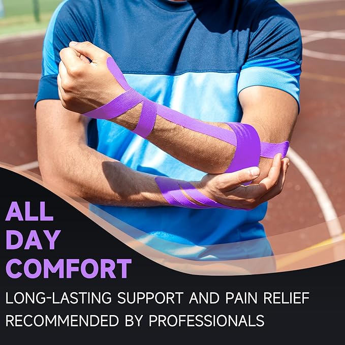CKeep Kinesiology Tape, Uncut 2 Rolls, Original Cotton Elastic Premium Athletic Tape,Latex Free Hypoallergenic, 2inch x 16ft, Purple