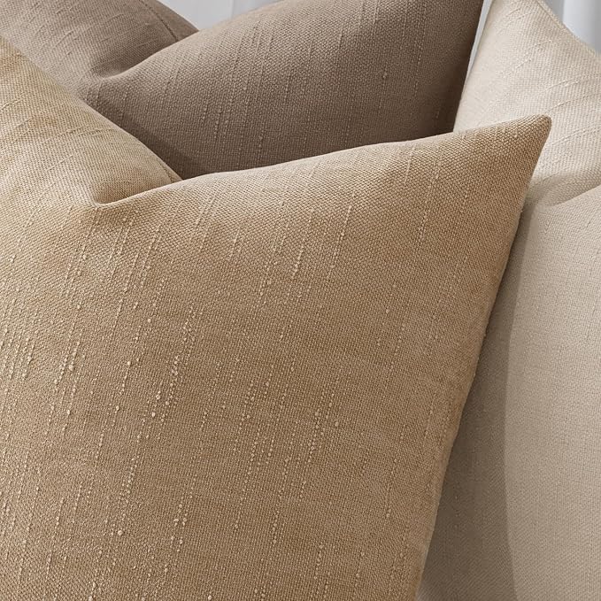 MIULEE 12x20 Inch Lumbar Textured Chenille Pillow Covers Starfish Khaki | Pack of 2 Camel Decorative Soft Pillows, Solid Textured Cushion Covers, Modern Home Decor for Couch Sofa Bedroom Living Room