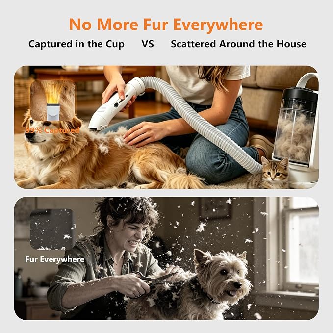 ZYK Dog Grooming Vacuum, All-in-One Professional Pet Grooming Kit (White)