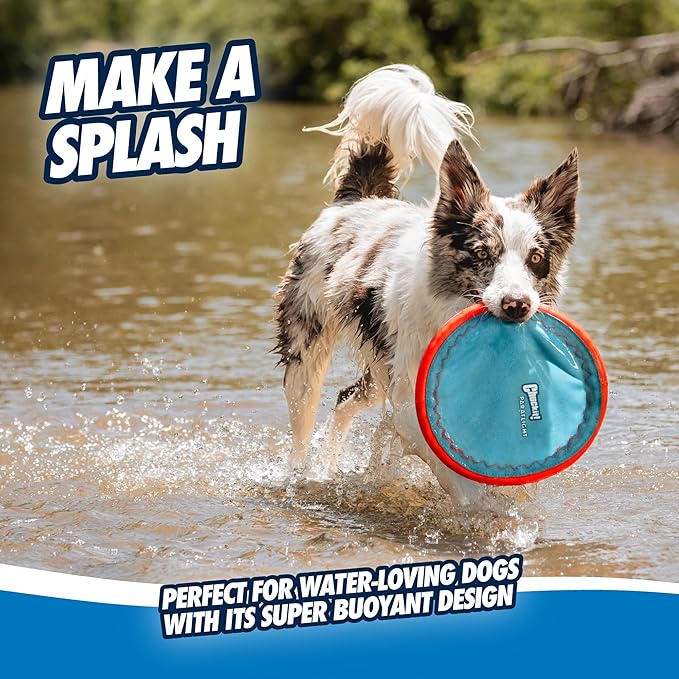 Chuckit! Paraflight Flying Disc Dog Toy for Small Dogs, Size Small | Made from Durable Nylon with Soft Rubber Edges, This Water-Floating Flyer Is Built for Fetch on Land or in the Lake