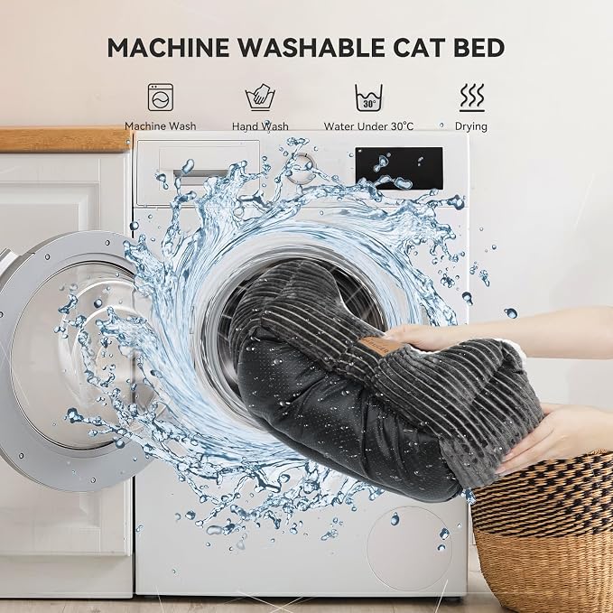 Zerbuger 20in Dark Grey Rectangle Cat Dog Bed Machine Washable Sofa | Sleeping for Large Medium Small Pets Indoor Outdoor, Non-Slip Bottom Soft Puppy Bed Durable Orthopedic Calming Pet Cuddler