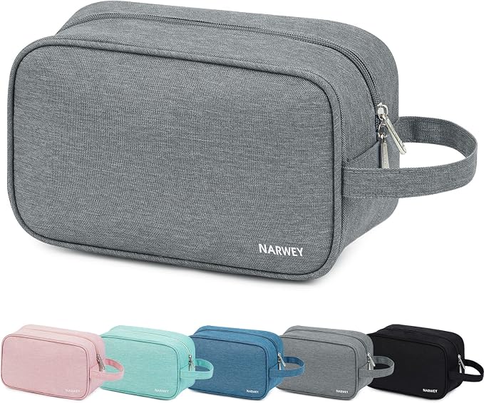 Narwey Travel Toiletry Bag for Women Traveling Dopp Kit Men Toiletries Bag Cosmetic Bag Makeup Bag Medicine Bag for Traveling (Grey)