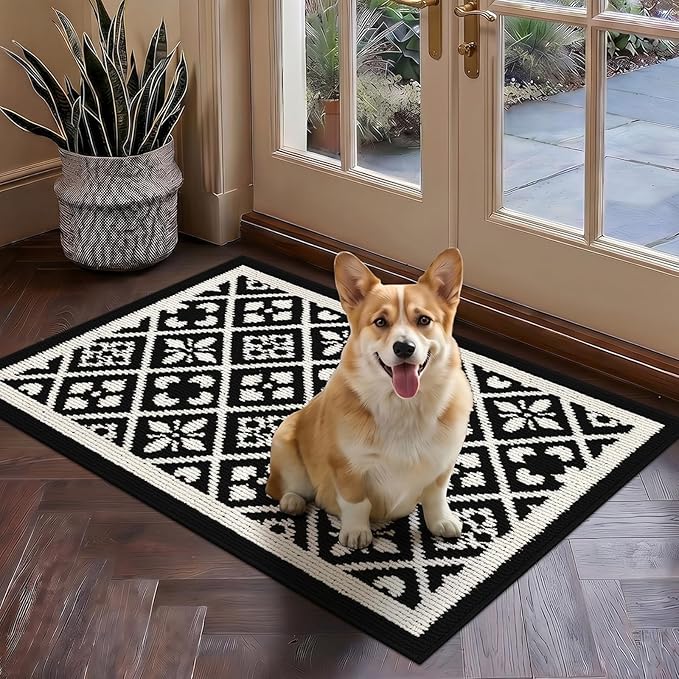 Ileading Indoor Door Mat 2x3ft, Absorbent Muddy Mats for Dogs, Low-Profile Entrance Welcome Mat with Non-Slip Rubber Backing, Washable Runner Carpet for Hallway,Entryway,Kitchen