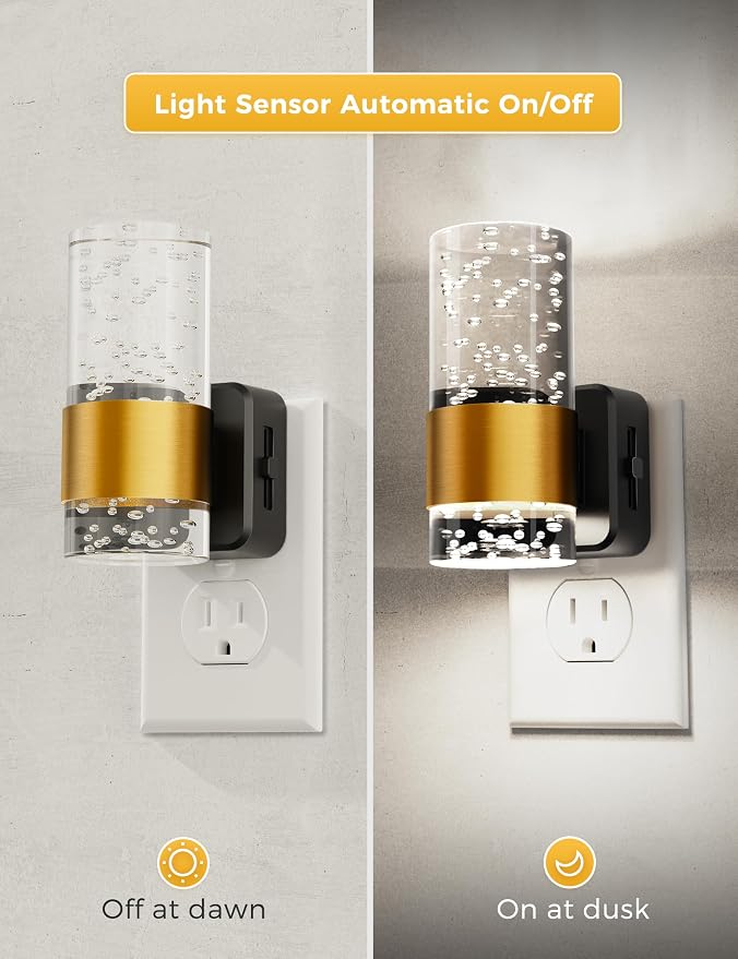 L LOHAS LED Night Light, Decorative Night Lights Plug into Wall | Dimmable Night Light, Auto Light Sensor, Bright White 5000K, Wall Sconce-style Design Nightlight, Bathroom, Bedroom, Hallway