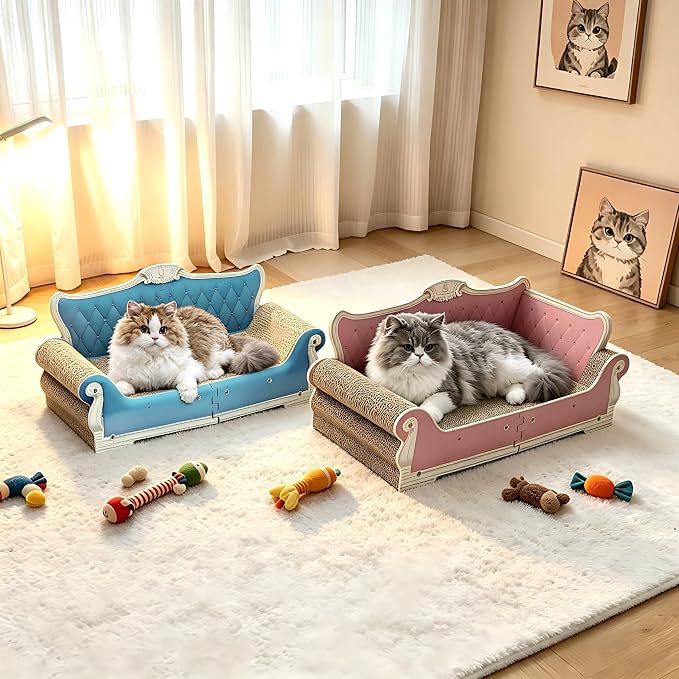 Extra Large Cat Scratcher Sofa Bed, Ergonomic Cardboard Couch | 27.5" Durable Cat Couch & Scratching Board, Reversible Lounge Furniture for Big Cats & Multi-Cat Households