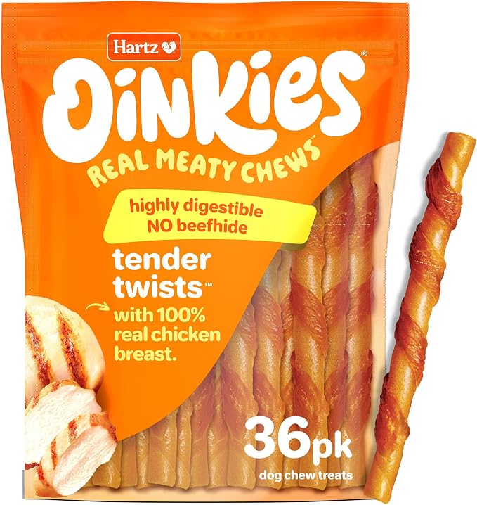 Oinkies Tender Twists Rawhide‑Free Dog Chews, 36 Count