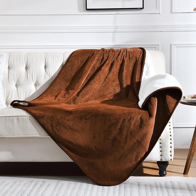 Soft Waterproof Blanket for Bed Couch Sofa, Caramel, 60x80 inches | Liquid Pee Proof Pet Blanket for Dog Puppy Cat, Reversible Sherpa Fleece Blanket for Couch Cover, Furniture Protector