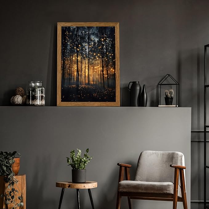 JLTULT Enchanted Forest Wall Art, Solid Wood-Framed Canvas, 16x24 Inches | Dark enchanted forest art on fade-resistant canvas with a ready-to-hang solid wood frame for bedrooms and living rooms