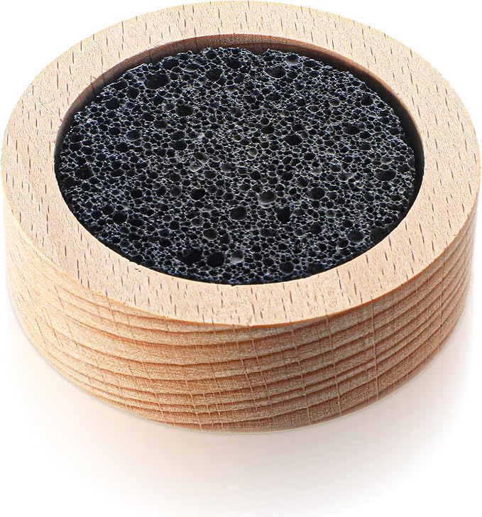 Amabro Small Lava Rock Diffuser, Passive Essential Oil Diffuser with Natural Beechwood Base for Sauna Room Desk Office Car Small Spaces