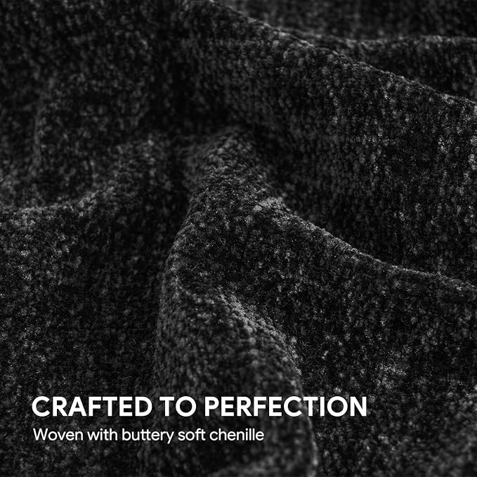 RECYCO Chenille Throw Blanket for Couch, 50"x60", Black | Super Soft Knit Throw Blanket with Fringe Tassels, Lightweight Knitted Throw, Cozy, Ideal for Sofa Chair Bed Living Room Gift