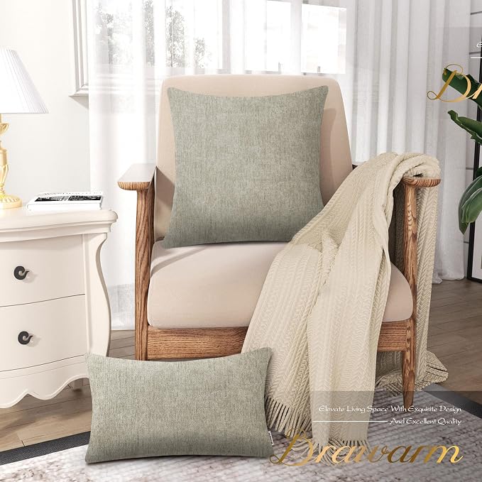 BRAWARM Throw Pillow Covers 20x20 Inches - Taupe Chenille Pillow Covers Pack of 2, Solid Dyed Soft Chenille Pillow Cases for Couch Sofa Bed Home Decoration