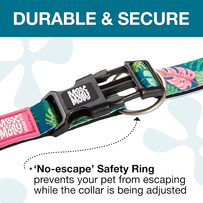 Max & Molly Smart ID Dog Collar with Gotcha! QR Safety Tag and Custom Pet Profile, Soft Padded Neoprene, Waterproof, Tropical, Small (11-18")