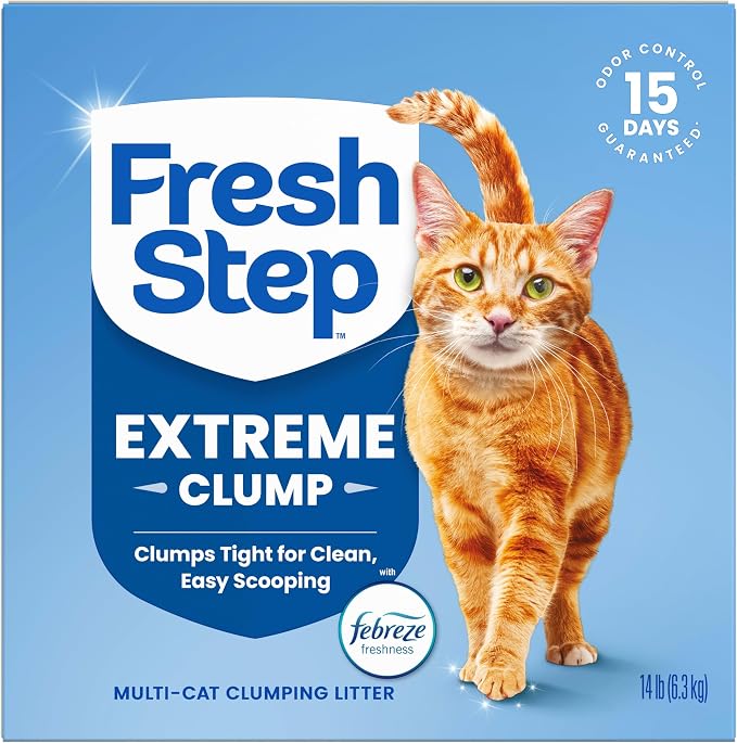 Fresh Step Extreme Clump Multi Cat Clumping Cat Litter, 14 lb. | Forms Tight Clumps, Easy To Scoop, Scented, Ammonia Block Technology, Low Dust, Compatible with Most Auto Litter Boxes