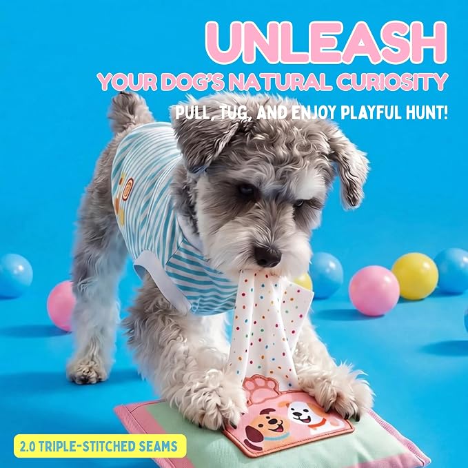 ORIGINAL Interactive Dog Snuffle Wipe Puzzle Toy | Quality Tested, Reinforced Stitching | Anti-Boredom Mental Stimulation | Slow Feeding & Enrichment Game | Small Medium Dogs | Tissue (Pink)