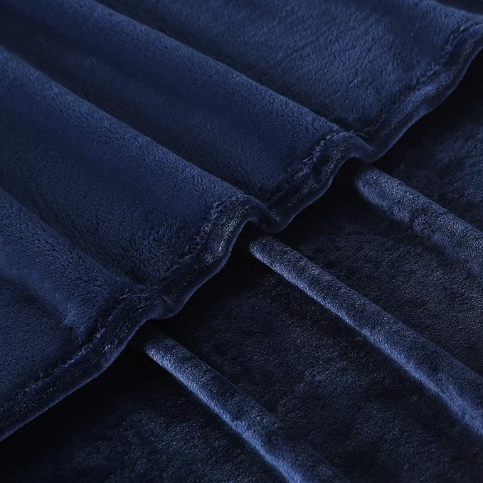 TASTHROW Large Flannel Fleece Throw Blanket, 50×70 Inch - Navy | Cozy Lightweight Thick Blanket - All Seasons Suitable for Women, Men and Kids