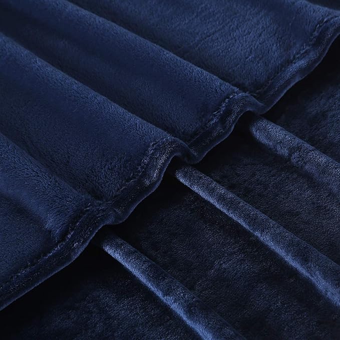 TASTHROW Large Flannel Fleece Throw Blanket, 60×80 Inch - Navy | Cozy Lightweight Thick Blanket - All Seasons Suitable for Women, Men and Kids