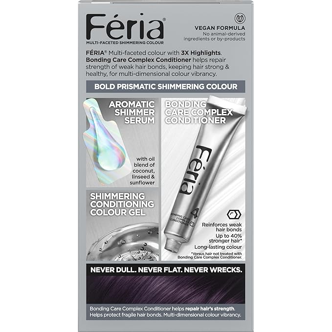 L'Oreal Paris Feria Multi-Faceted Shimmering Permanent Hair Color, 521 Cool Amethyst, Pack of 1 Hair Dye Kit