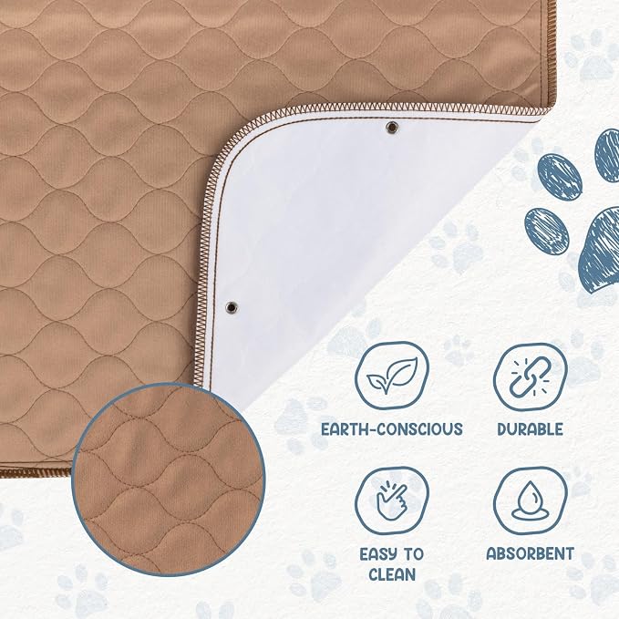 Reusable Dog Pee Pads, Washable Waterproof Mat 60x60 in, 2 Pack | 60x60 washable waterproof pee pads with rounded corners, reusable laminated durable pads for whelping, 2-pack
