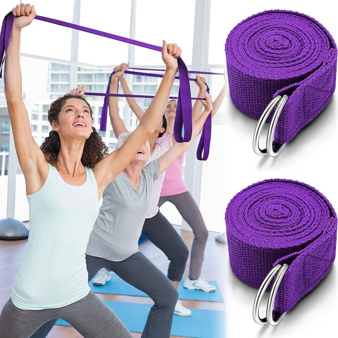6 Pcs Yoga Strap for Stretching 8 ft Yoga Exercise Adjustable Straps Bands with Safe D Ring Buckle for Pilates, Gym Workouts, Fitness, Physical Exercise, Dance, Improve Flexibility