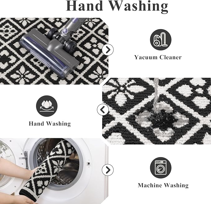 Ileading Large Indoor Door Mat 4x6t Absorbent Dog Mats for Muddy Paws,Machine Washable Living Room Area Rug with Non-Slip Rubber Backing Low-Profile Inside Carpet for Hallway,Kitchen(Black)