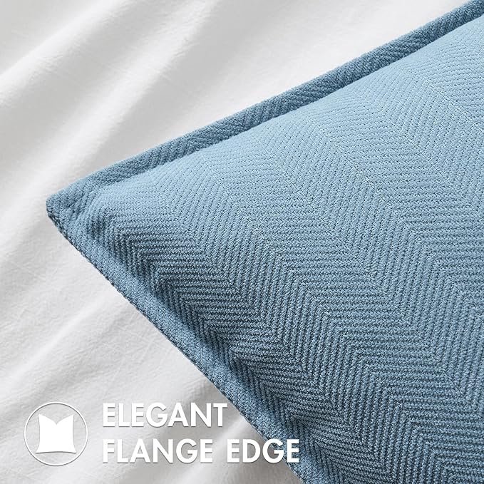 MIULEE Pack of 2 Light Blue Decorative Chenille Pillow Covers 20x20 Inch | Soft Couch Throw Pillows,Farmhouse Cushion Covers with Elegant Design for Sofa,Bedroom,Living Room,Spring Home Decor