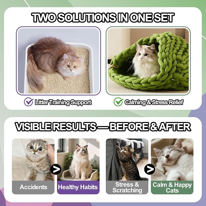 Cat Catnip Calming Spray & Cat Litter Box Attractant Kit, 2 x 150ml | Calming spray & litter box attractant support relaxed behavior, encourage proper litter box use at home, stop cats urinating