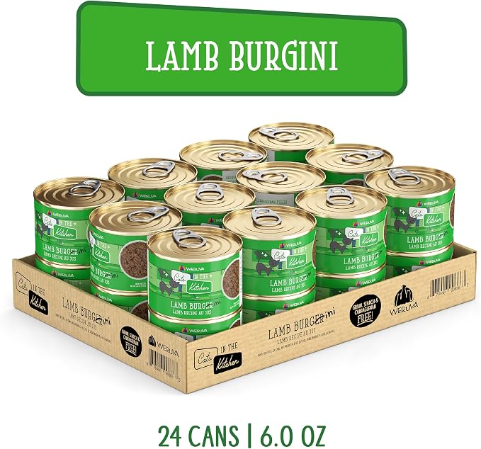 Weruva Cats in the Kitchen, Lamb Burger-ini with Lamb Au Jus Cat Food, 6oz Can (Pack of 24)