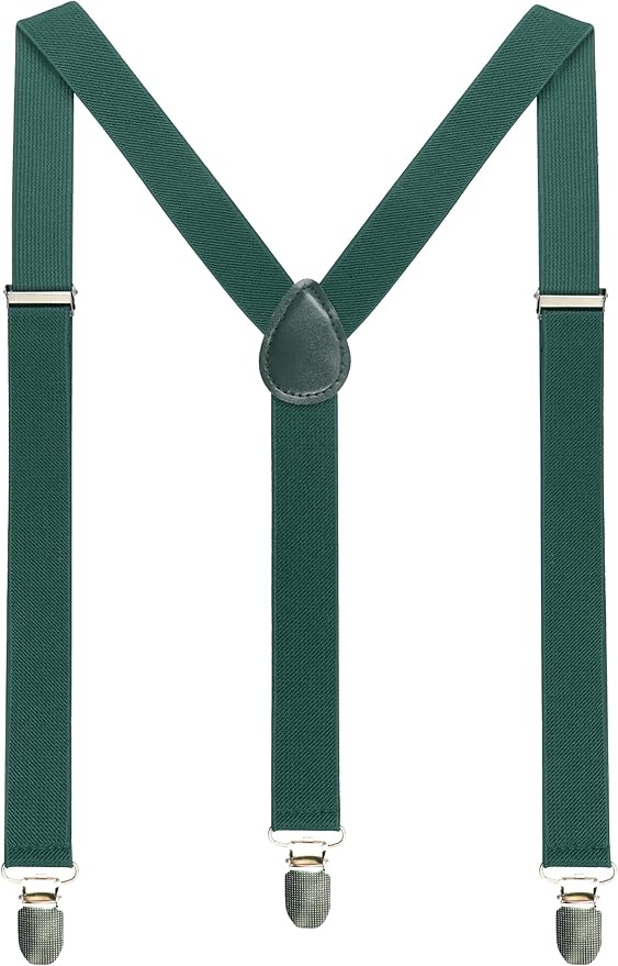 JEMYGINS Solid Color Mens Suspender with 3 Strong Clips Adjustable Braces